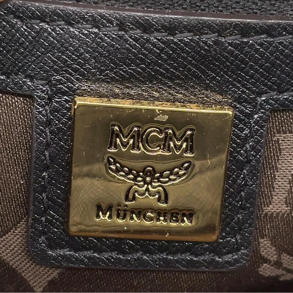 Authentic MCM Gold Hardware Leather Black 2Way Bag with crossbody strap - Picture 15 of 17